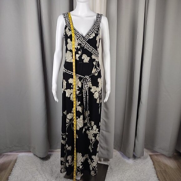 APT. 9 Floral Paisley, Black Tan Grecian Women's Belted Maxi Dress Size Small - Picture 5 of 11